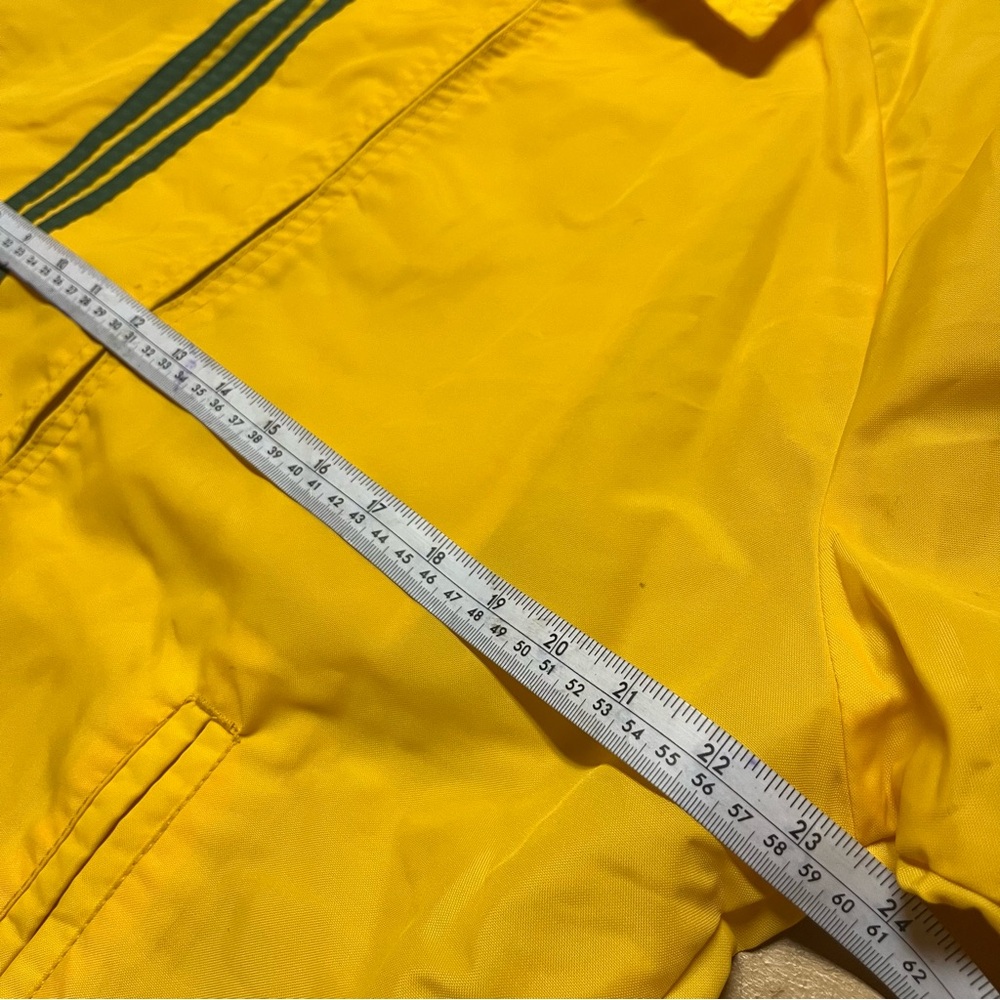 Vintage Yellow Track Jacket Green Striped Lightning Zipper Sized Medium - Picture 5 of 6